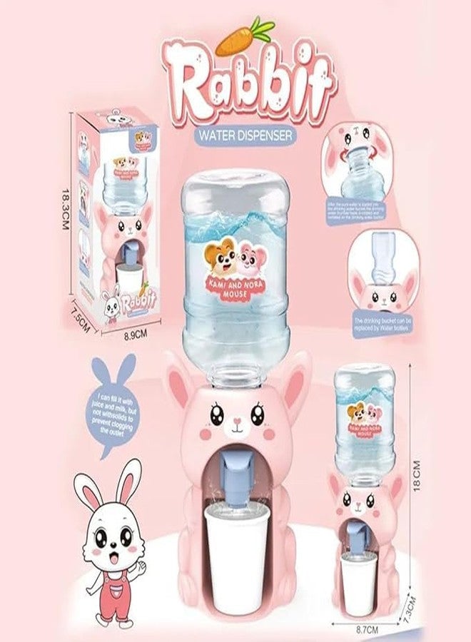 MANVI Water Dispenser Toy for Kids, Cartoon Character Drinking Fountain Pumps Water Juice, Tea, Milk Water Dispenser for Kids (Rabbit, Pink) - Image 3